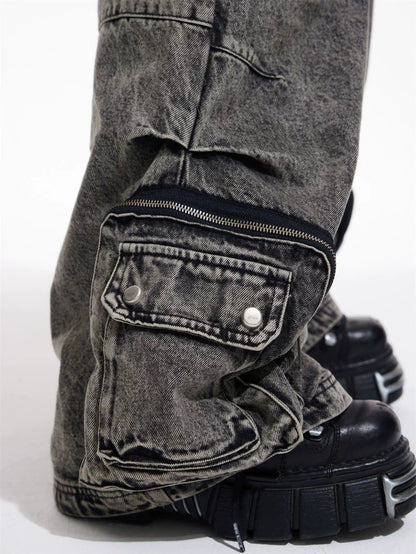 Denim Cargo Wide Leg Pants