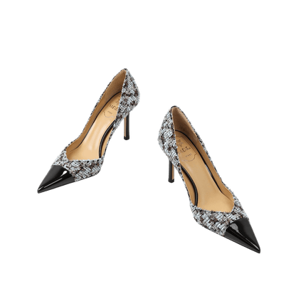 Crimson Elegance Tweed Stiletto Heels