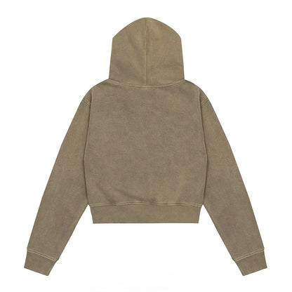 Washed Flame Graphic Zipper Hoodie
