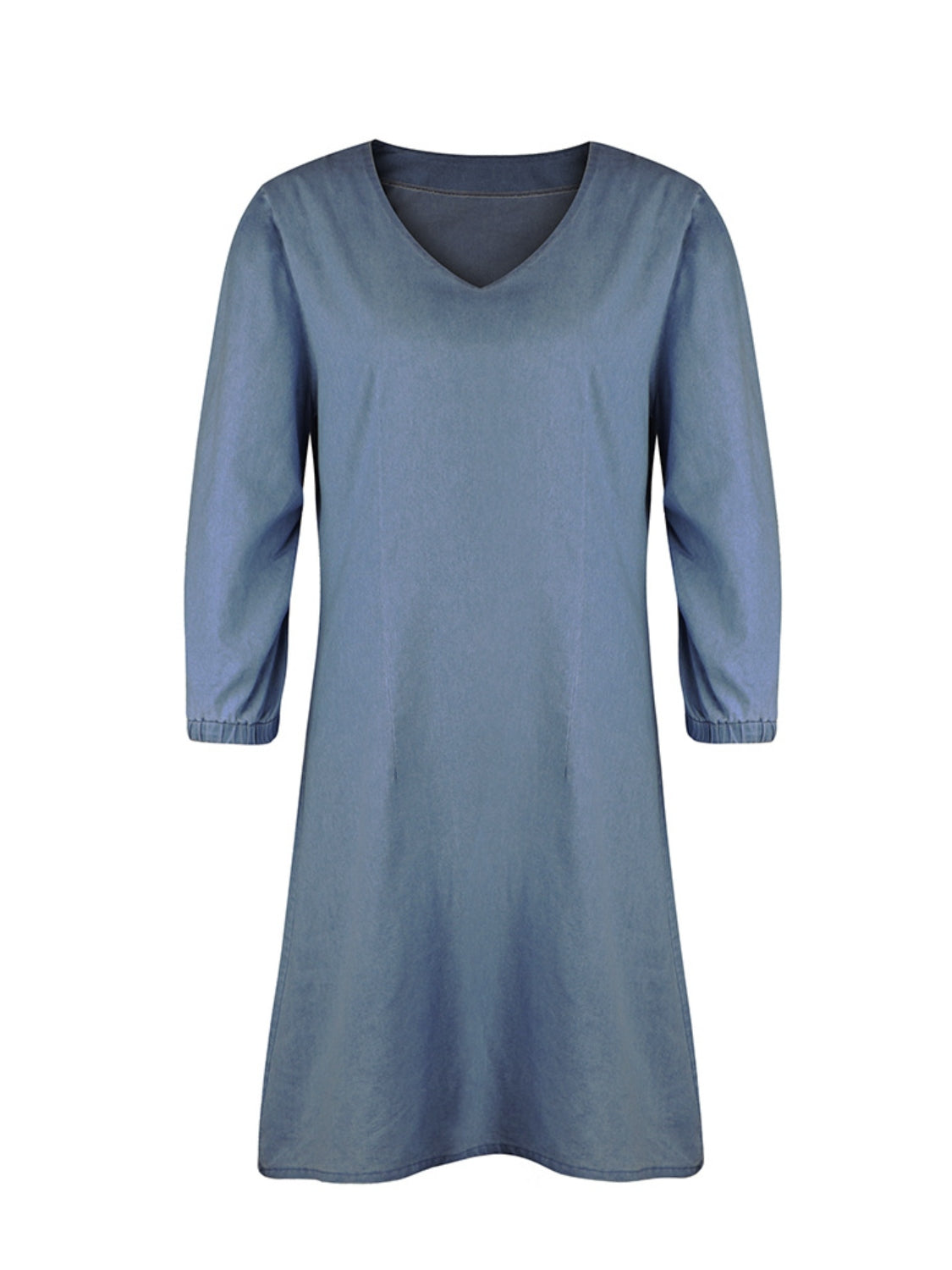 Full Size V-Neck Half Sleeve Dress - blue yonderz