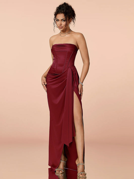 Satin Corset Party Maxi Dress