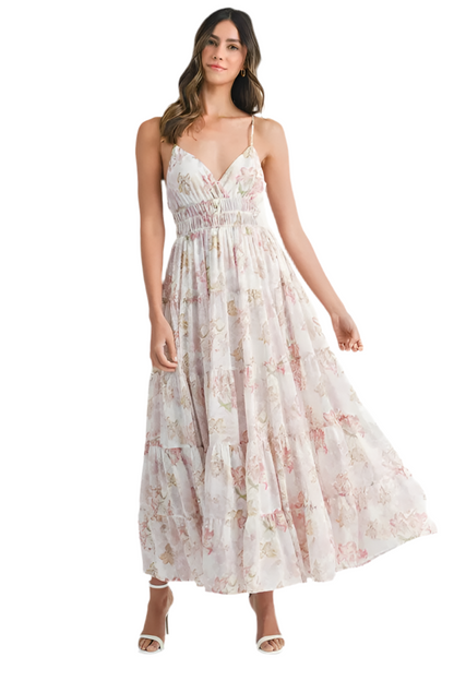 Floral Print Tiered Cami Maxi Dress