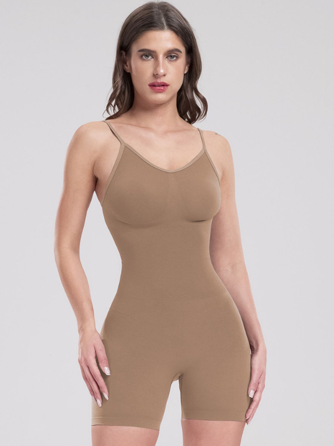 Scoop Neck Spaghetti Strap Active Romper - bllue yonders