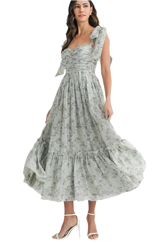 Floral Bust Ruched Midi Dress
