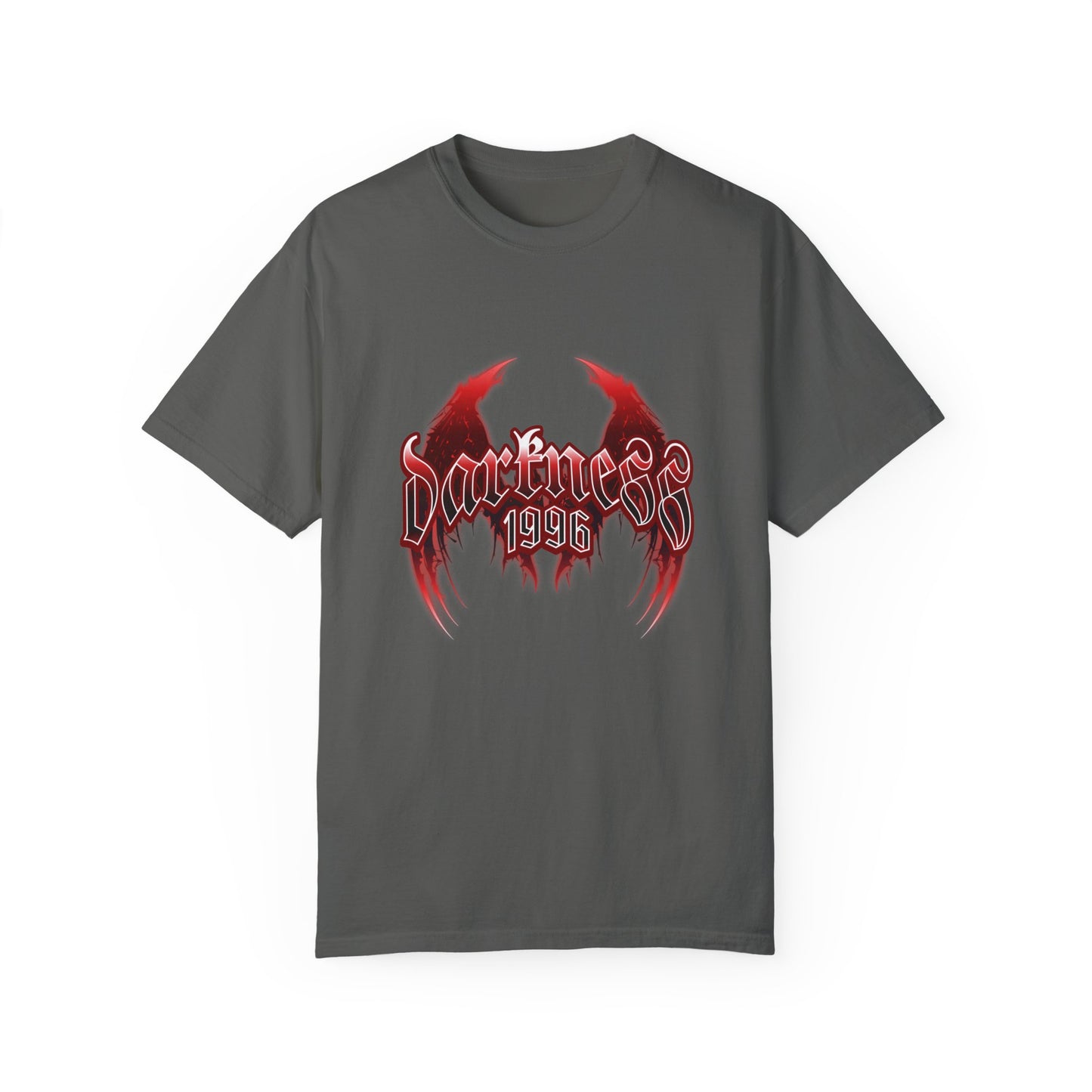 Darkness 1996 Gothic Graphic T-Shirt with Red Accents