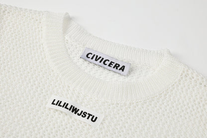 Summer Hollow Knit Hooded Sweater for Women