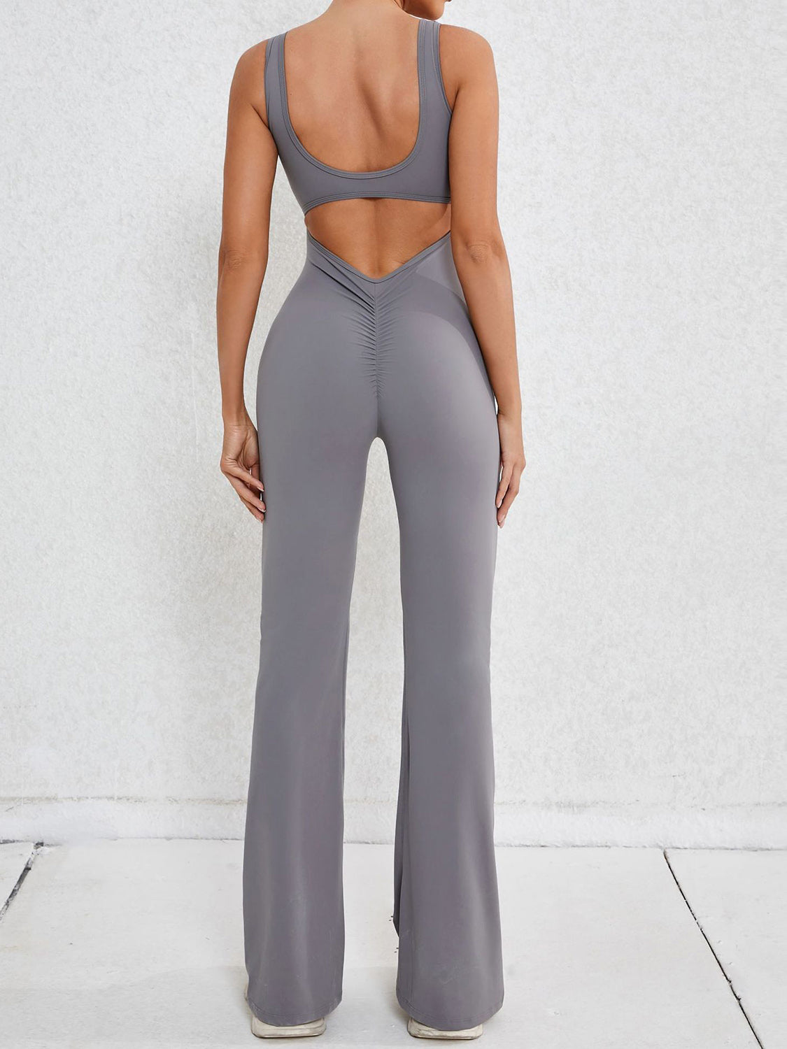 Cutout Wide Strap Scoop Neck Active Jumpsuit - bllue yonders