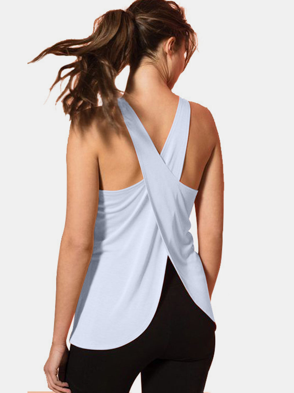 Crisscross Scoop Neck Active Tank - bllue yonders