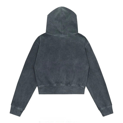 Washed Flame Graphic Zipper Hoodie