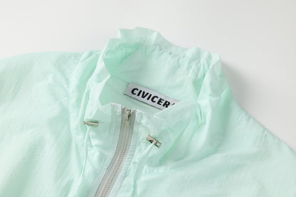 Lightweight Ruffled Drawstring Summer Jacket
