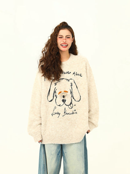 Cozy Puppy 3-D Loose Knit Sweater