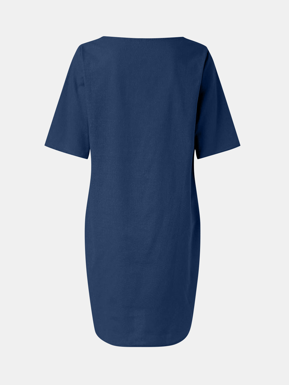 Full Size Round Neck Half Sleeve Dress with Pockets - bllue yonders