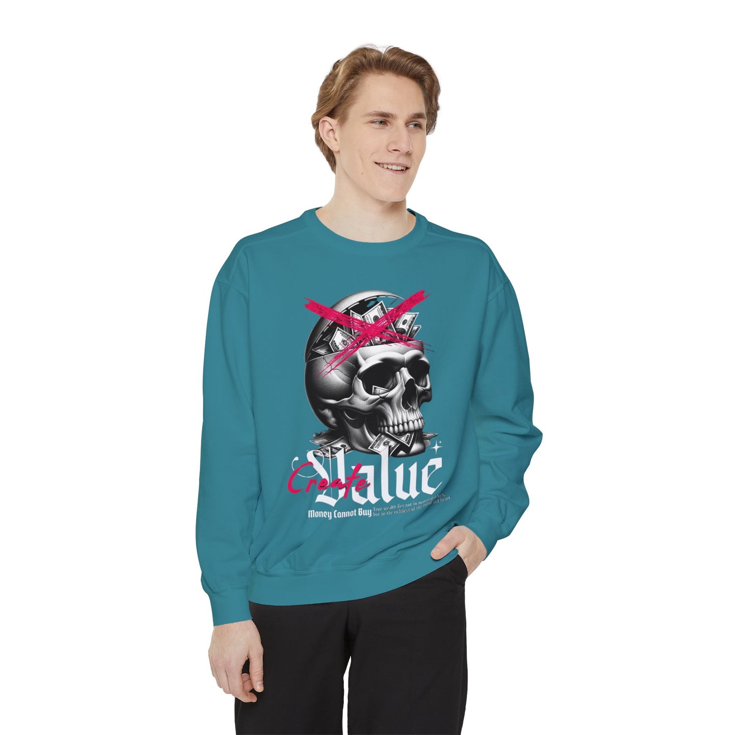 Women's Loose Fit Skull Graphic Sweatshirt – Comfortable, Casual, and Stylish Everyday Wear