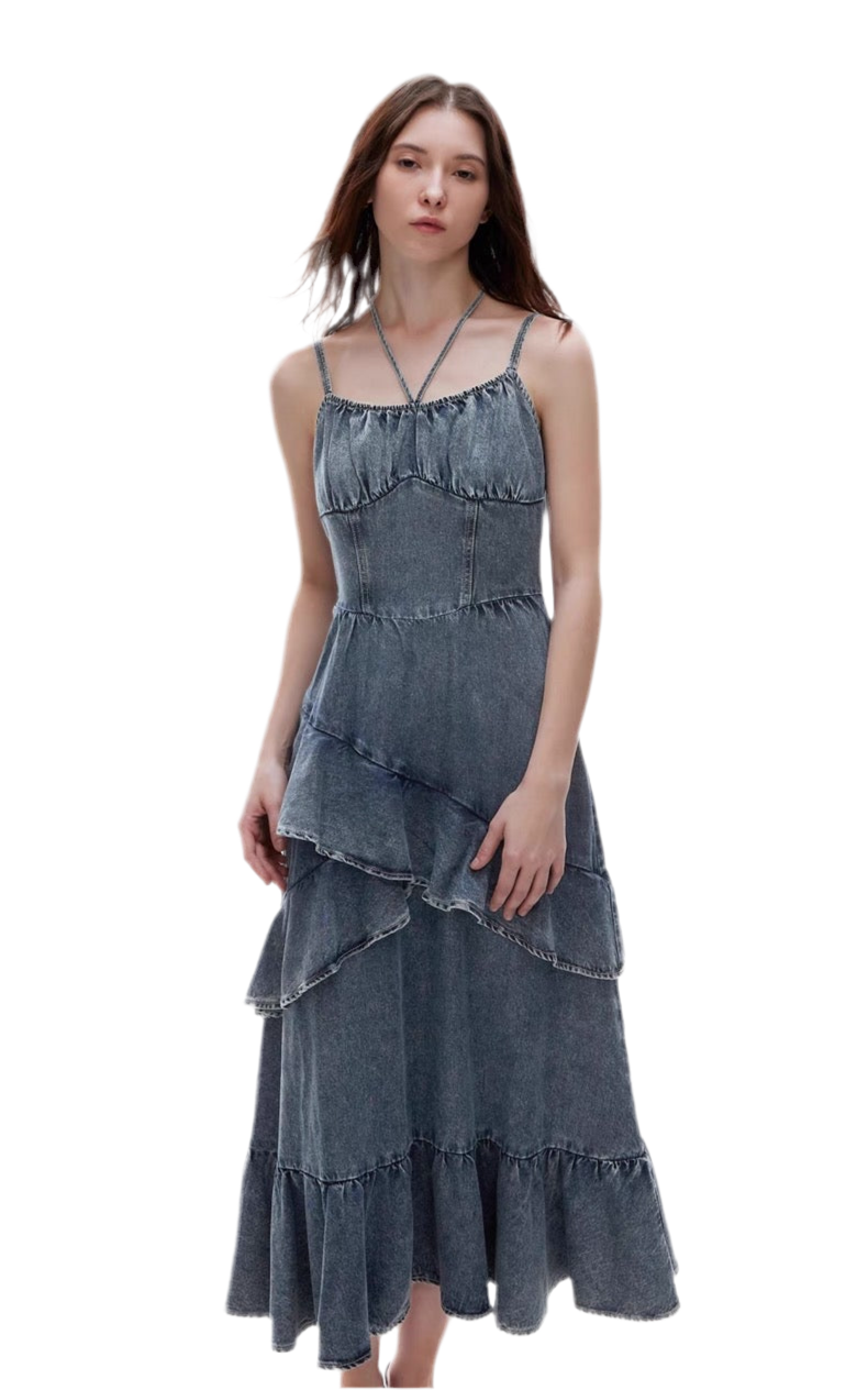 Stylish Summer Denim Maxi Dress