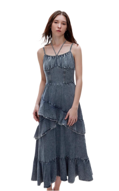 Stylish Summer Denim Maxi Dress