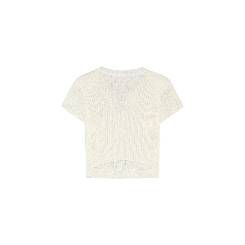 Chic Knitted Button Crop Top