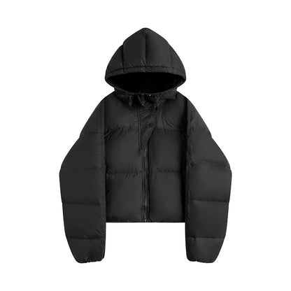 Cropped Hooded Puffer Winter Jacket