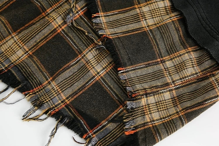 Grunge Plaid-Layered Sweatshirt