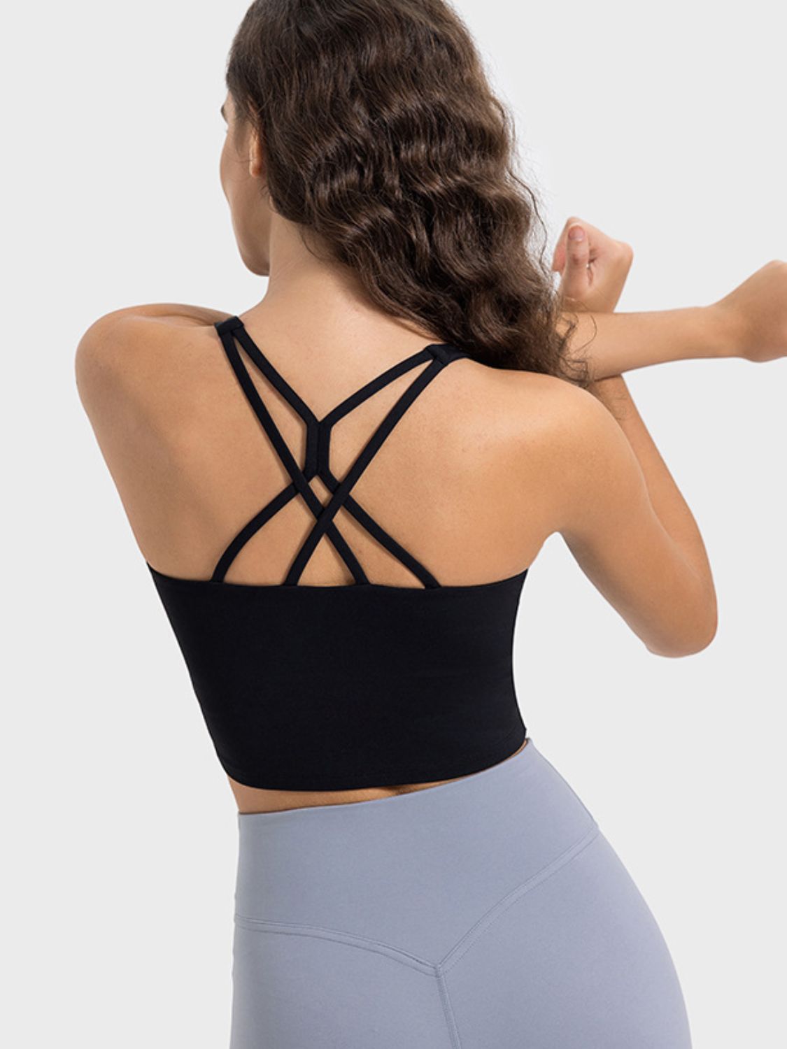 Crisscross Round Neck Active Tank - bllue yonders