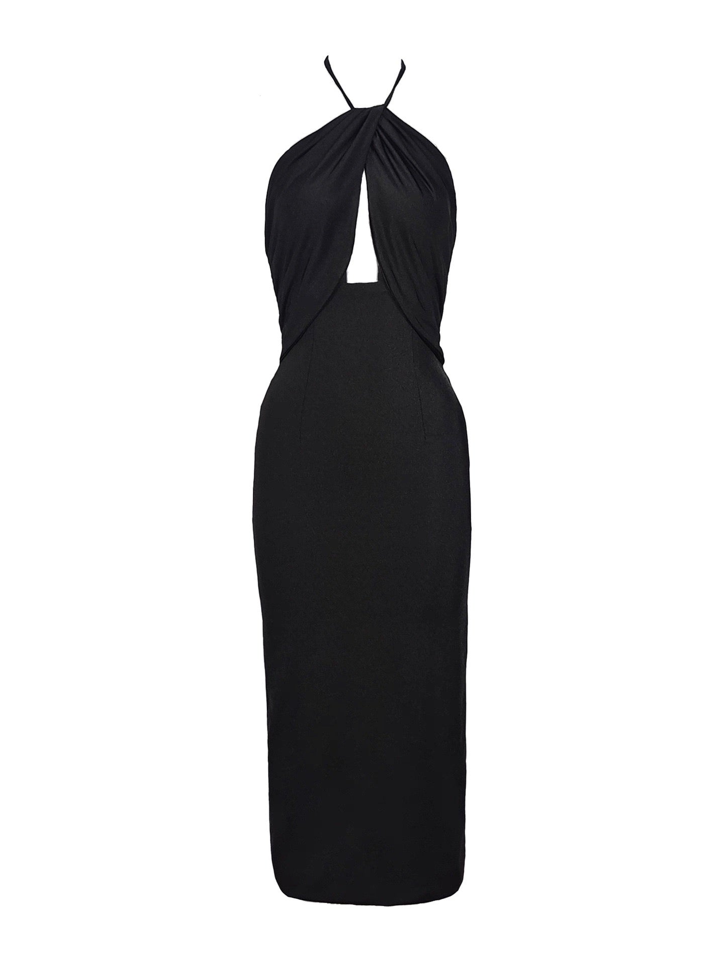Halter Elegance Cutout Bodycon Midi Dress