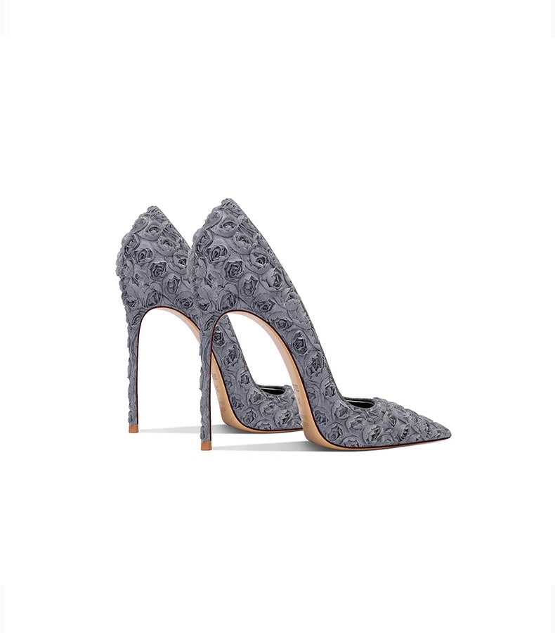 Rose Bloom Textured Stiletto Pumps