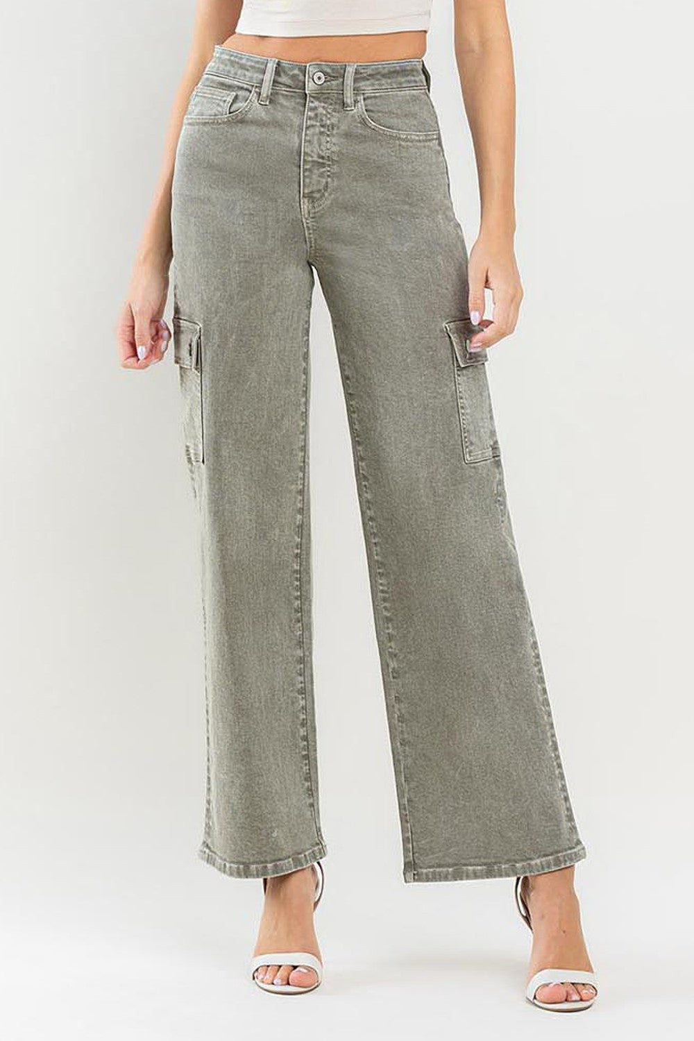 Vervet by Flying Monkey 90's Super High Rise Cargo Jeans - blue yonderz