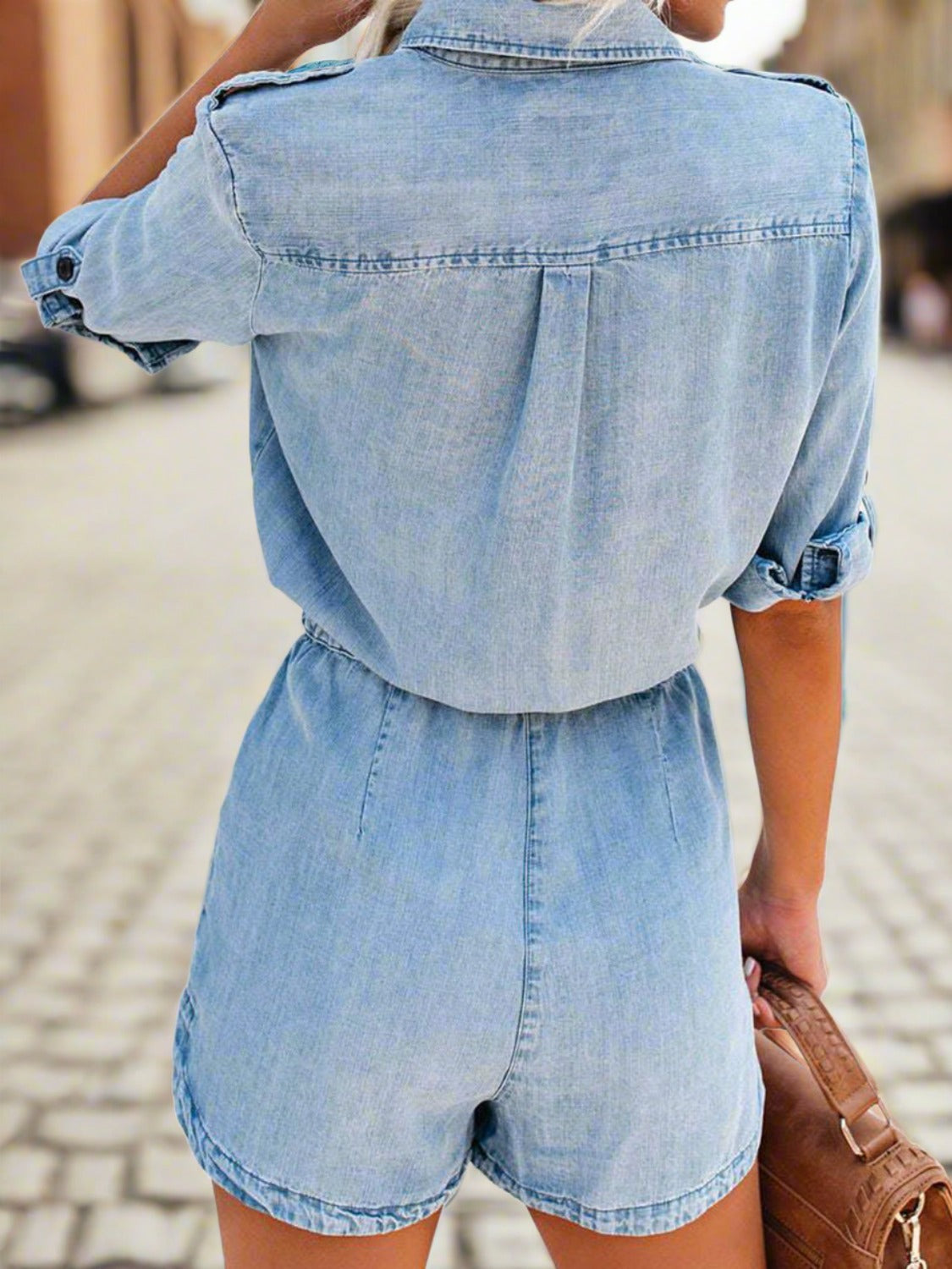 Casual and Comfy: Denim Romper Outfit - blue yonderz