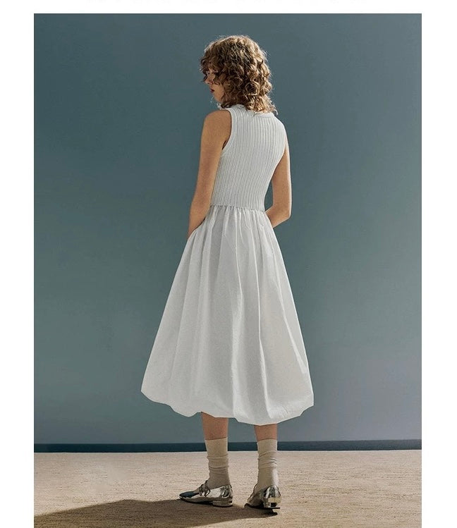White Sleeveless Knit Maxi Dress