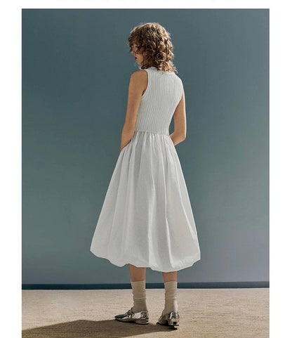 White Sleeveless Knit Maxi Dress