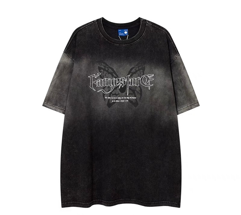 Butterfly Print Distressed T-Shirt