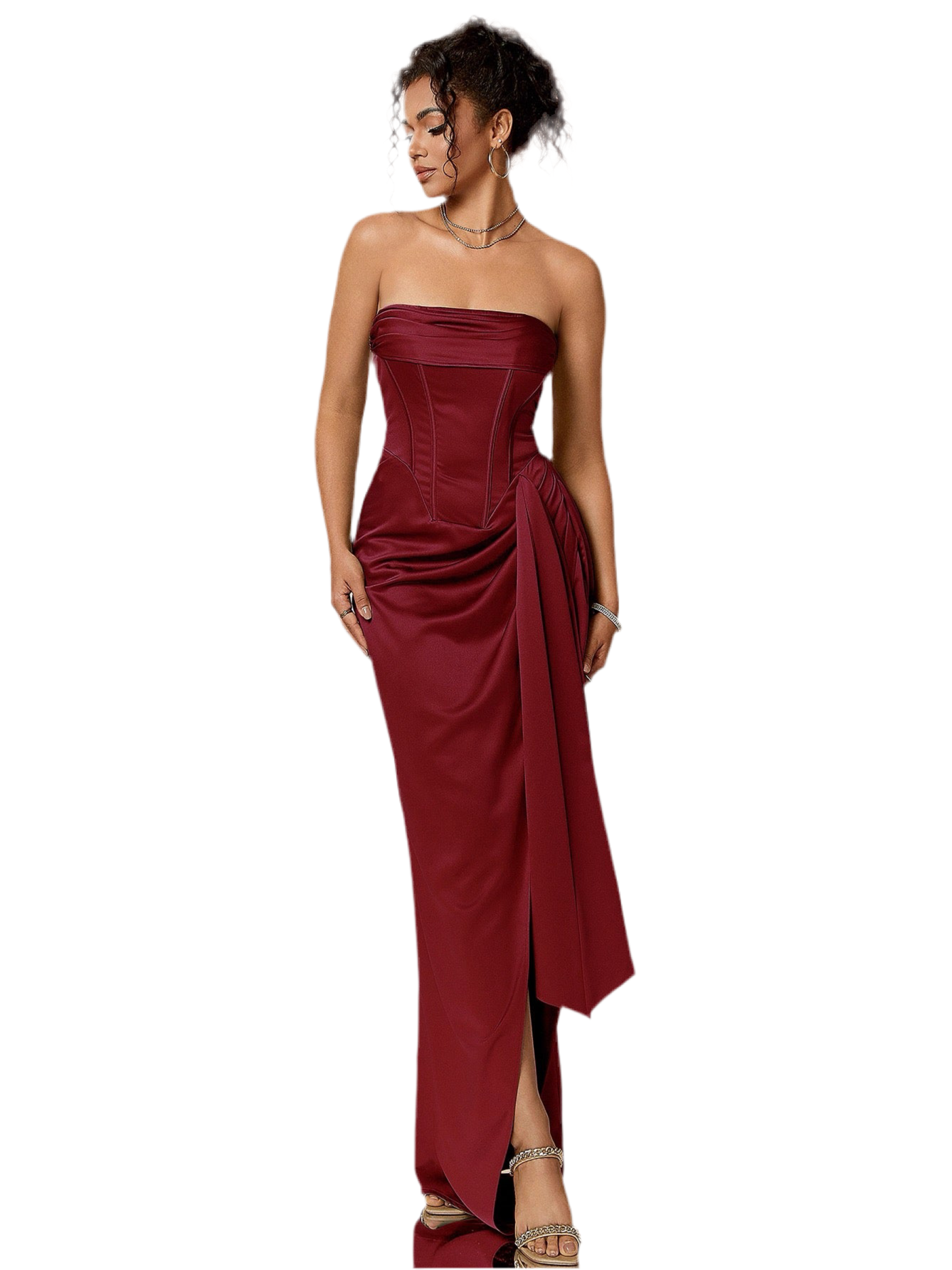 Satin Corset Party Maxi Dress