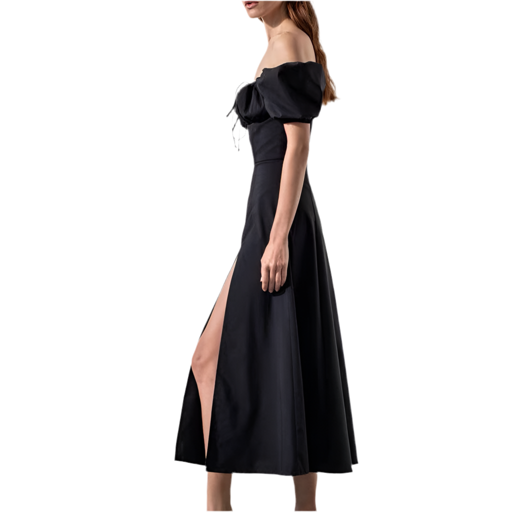 Elegant Bubble Sleeve Midi Dress