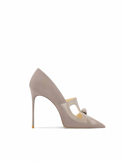 Glossy Bow Cutout Stiletto Pumps