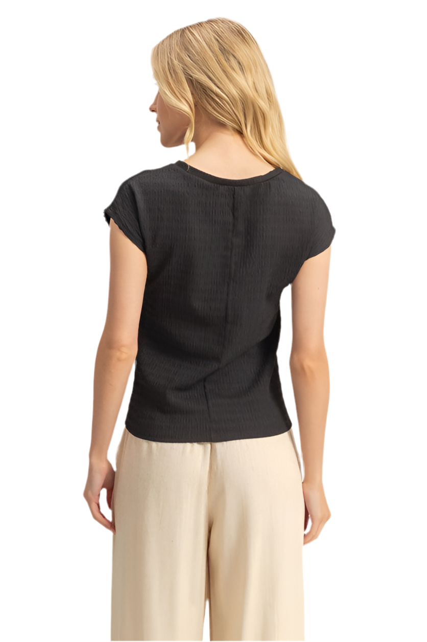 Round Neck Cap Sleeve Knit Top