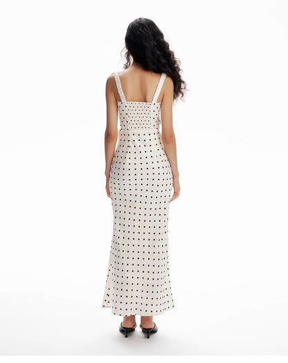 Sleeveless Polka Dot Bodycon Maxi Dress