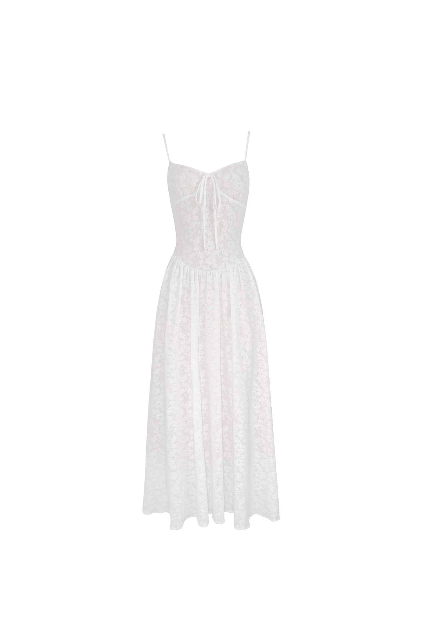 French Lace White Maxi Dress