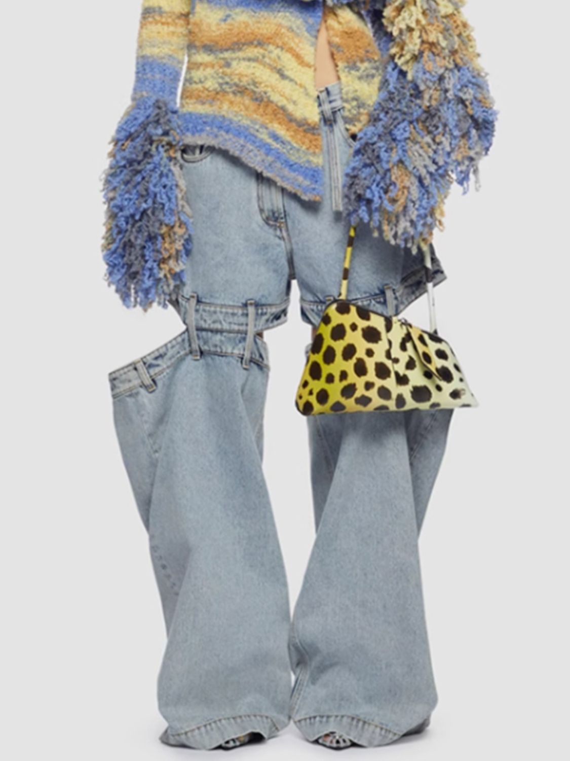 Cutout Wide Leg Jeans with Pockets - blue yonderz