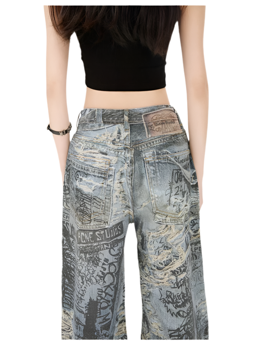 Camouflage Fusion Artistic Ripped Jeans