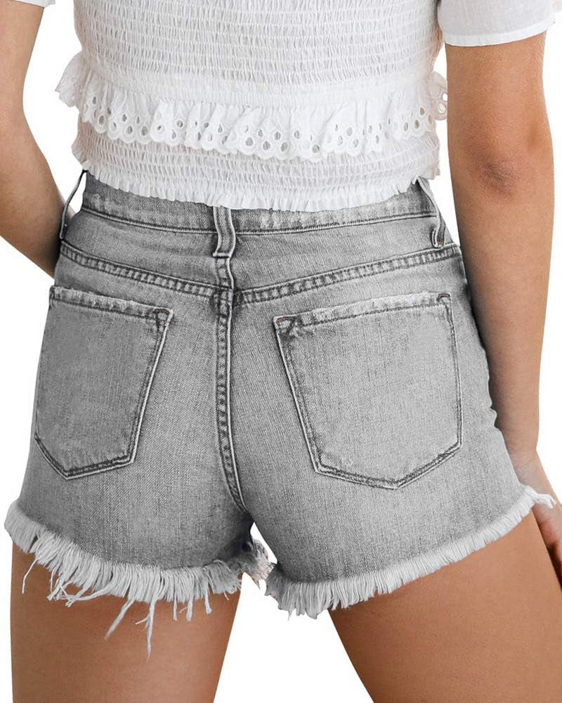 Women'S Sexy Stretchy Fabric Hot Pants Distressed Denim Jean Shorts