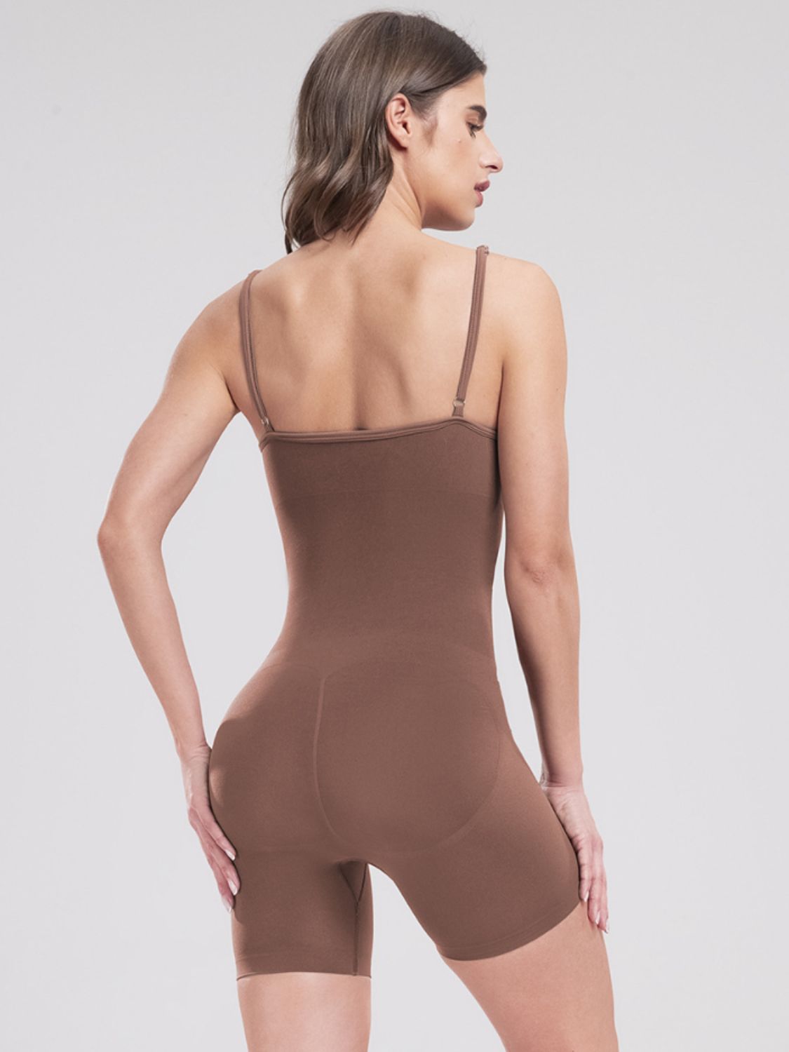 Scoop Neck Spaghetti Strap Active Romper - bllue yonders