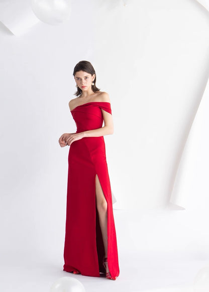 Sexy Off-Shoulder Slit Maxi Dress