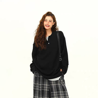 Layered Illusion Retro Henley Pullover