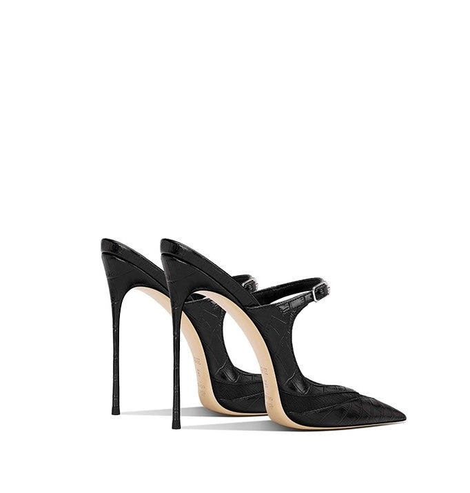 Luxe Croc-Effect Mule Stilettos