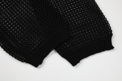 Summer Hollow Knit Hooded Sweater for Women