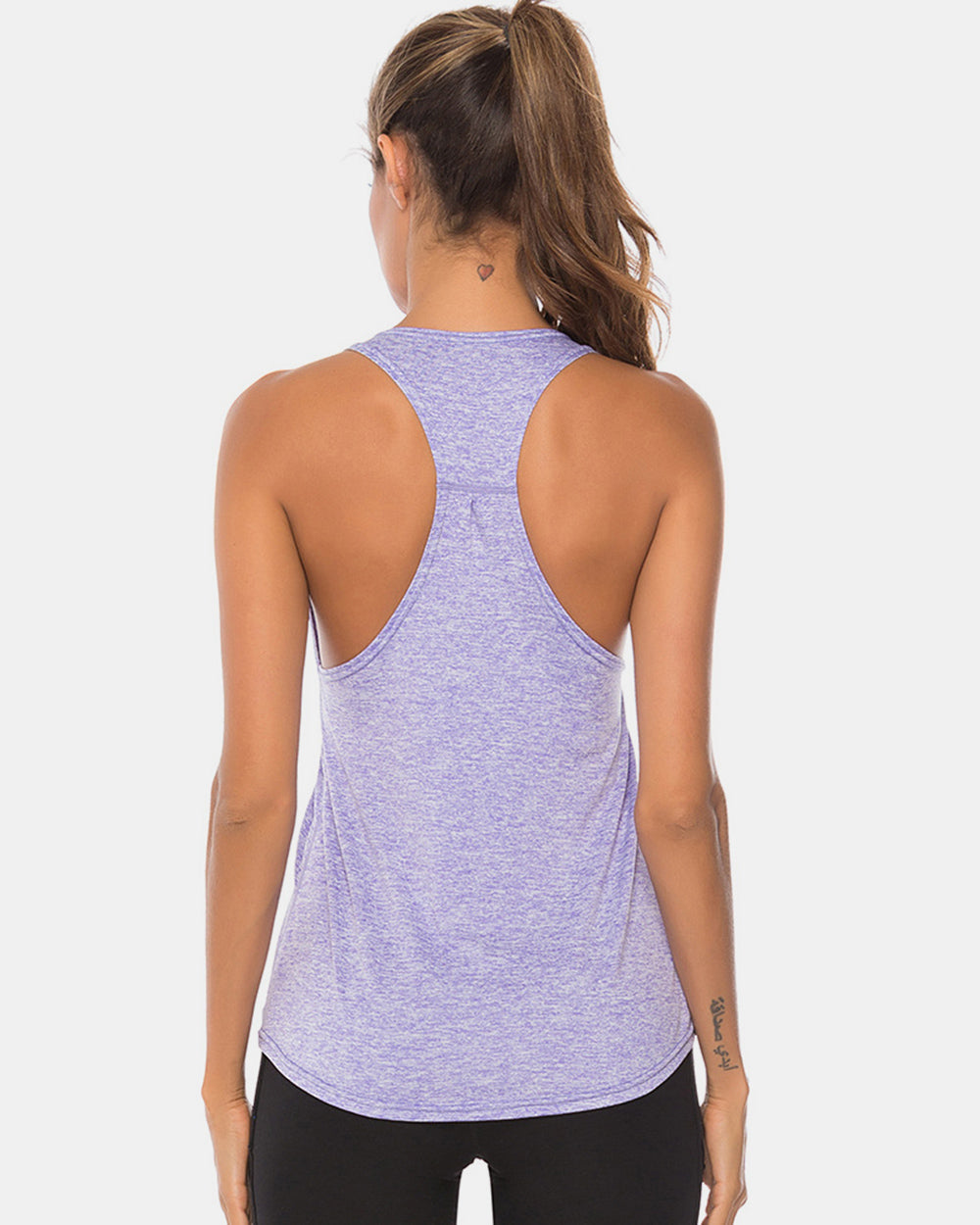 Full Size Scoop Neck Wide Strap Active Tank - bllue yonders