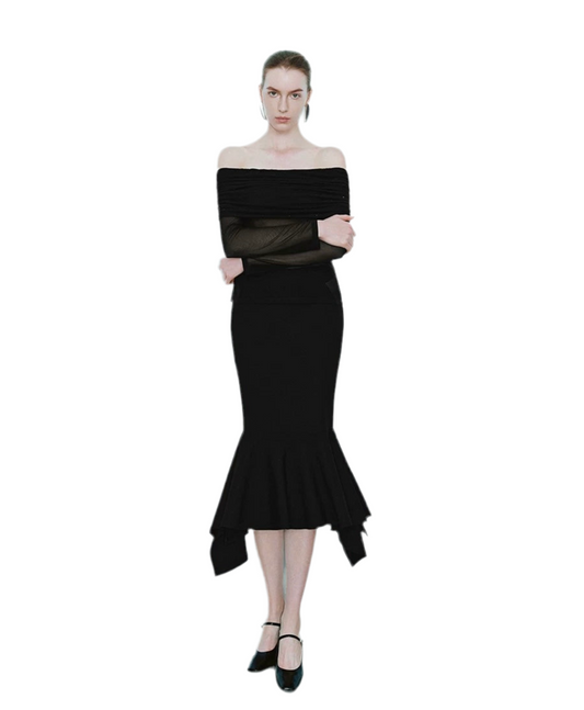 Off-the-Shoulder Long Sleeve Dress