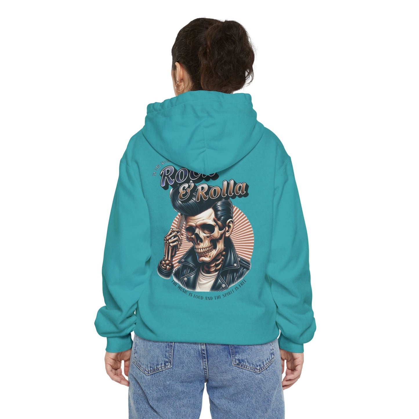 Vintage Rock & Roll Skull Hoodie – Edgy women Streetwear with Retro Skeleton Graphic