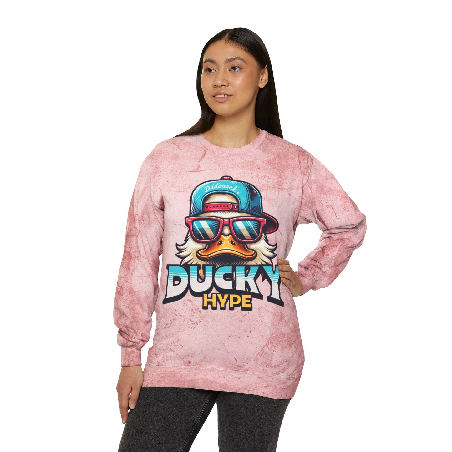 Trendy Ducky Hype Women's Tie-Dye Graphic Sweatshirt – Casual & Streetwear Fashion