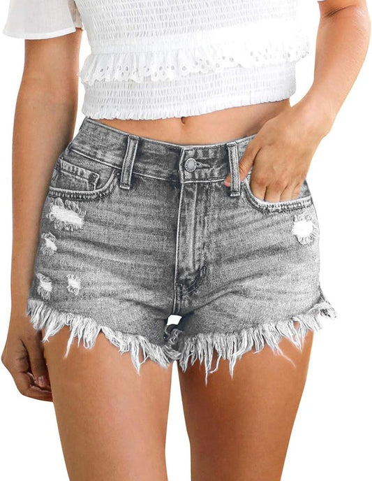 Women'S Sexy Stretchy Fabric Hot Pants Distressed Denim Jean Shorts