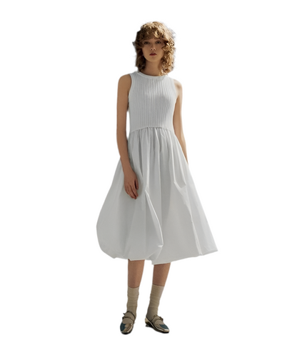 White Sleeveless Knit Maxi Dress